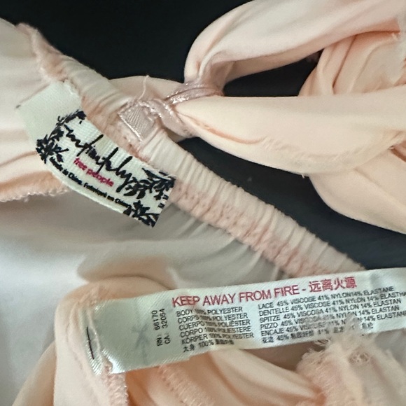 Free People Peach Chemise with Black Lace Trim - Picture 4 of 4